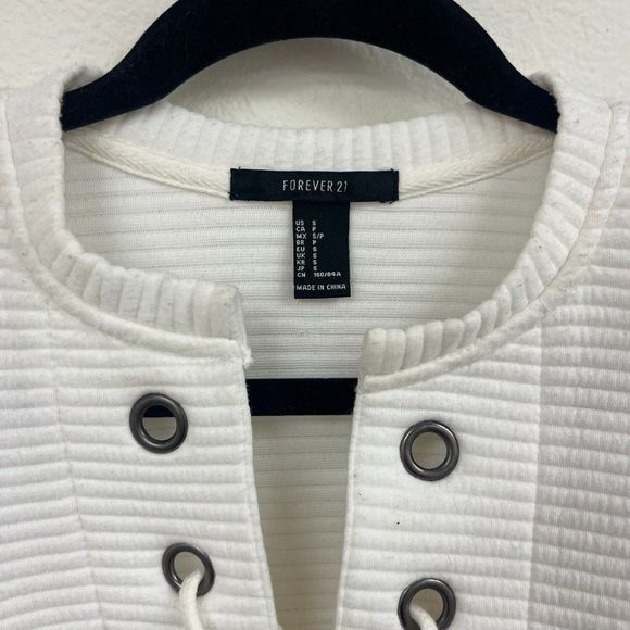 Forever 21 White Lace Up Sweater - Picture 4 of 6